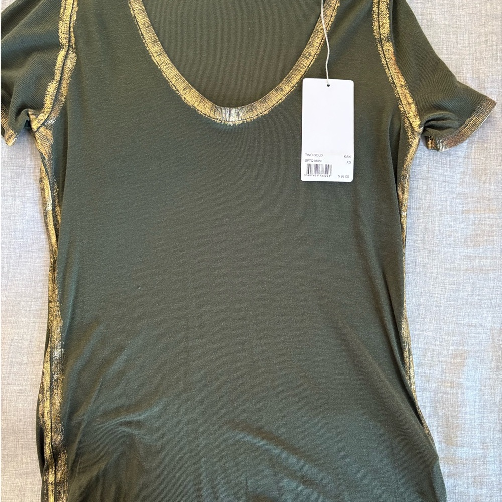 Zadig & Voltaire Green Fitted T-Shirt with Scoop Neckline